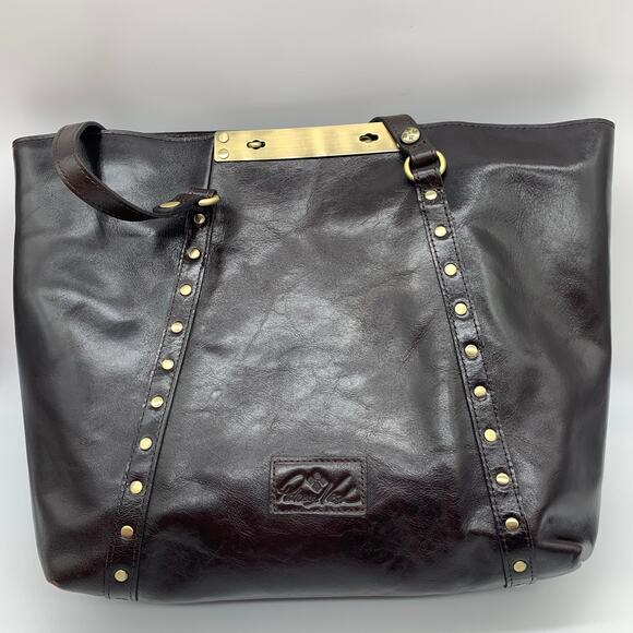 Patricia Nash Leather Tote Benvenuto Womens Large Handbags Chocolate Color - Picture 1 of 13